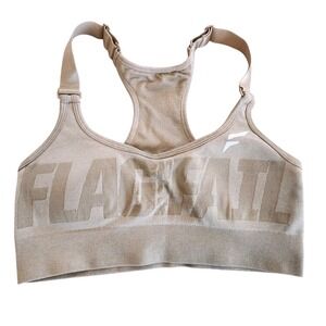 Flag Nor Fail FNF Seamless Racerback Sports Bra Tan Adjustable Straps Size Small